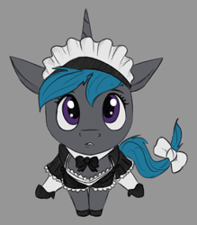 Size: 1050x1200 | Tagged: safe, artist:stray prey, oc, oc:lucent, pony, unicorn, adorable face, clothes, crossdressing, cute, dress, eyelashes, looking at you, maid, male, solo, stallion