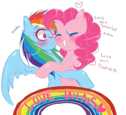 Size: 1900x1730 | Tagged: safe, artist:farfromserious, pinkie pie, rainbow dash, earth pony, pegasus, pony, g4, 2015, blushing, female, history, hug, lesbian, love wins, marriage proposal, obergefell v. hodges, pride, rainbow, ship:pinkiedash, shipping, simple background, supreme court, transparent background, wat