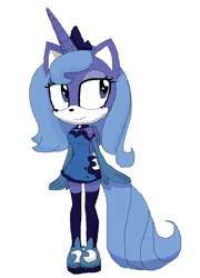 Size: 808x1120 | Tagged: safe, artist:farfromserious, princess luna, mobian, anthro, g4, 1000 hours in ms paint, clothes, dress, female, gloves, long gloves, ms paint, s1 luna, shoes, simple background, solo, sonic the hedgehog (series), sonicified, species swap, white background