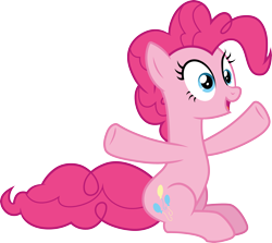 Size: 3362x3000 | Tagged: safe, artist:cloudy glow, pinkie pie, earth pony, pony, g4, horse play, .ai available, blue eyes, female, high res, mare, open mouth, open smile, ponk, simple background, sitting, smiling, solo, transparent background, vector