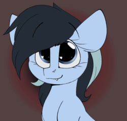 Size: 800x757 | Tagged: safe, artist:luxsimx, oc, oc only, oc:cyaera, earth pony, pony, vampire, vampony, :p, abstract background, animated, blinking, earth pony oc, eyebrows, eyebrows visible through hair, eyes closed, fangs, female, floppy ears, frame by frame, gif, heart eyes, looking at you, loop, mare, mlem, silly, silly pony, solo, squigglevision, tongue out, wingding eyes