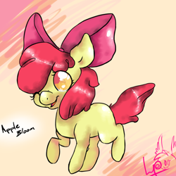 Size: 1234x1234 | Tagged: safe, artist:雪玉, apple bloom, earth pony, pony, g4, female, filly, one eye closed, solo, wink