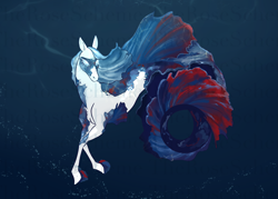 Size: 4433x3175 | Tagged: safe, artist:strawberry-heartrose, oc, oc only, merpony, seapony (g4), adoptable, auction, blue background, blue eyes, blue mane, bubble, fins, fish tail, flowing mane, flowing tail, simple background, solo, swimming, tail, underwater, water