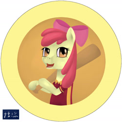 Size: 2010x2010 | Tagged: safe, artist:陳捷瑞, apple bloom, earth pony, pony, g4, baseball bat, clothes, female, filly, high res, solo