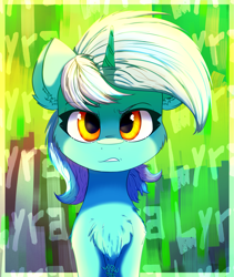 Size: 1887x2236 | Tagged: safe, artist:mjsw, lyra heartstrings, pony, unicorn, g4, chest fluff, female, looking at you, mare, solo