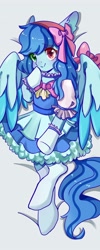 Size: 1800x4500 | Tagged: safe, artist:左左, oc, oc only, oc:cloud west, pegasus, pony, body pillow, body pillow design, clothes, colored pupils, crossdressing, dress, heterochromia, lolita fashion, male, solo