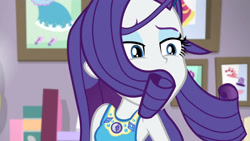 Size: 3410x1920 | Tagged: safe, screencap, rarity, do it for the ponygram!, equestria girls, g4, my little pony equestria girls: better together, female, geode of shielding, hairpin, high res, magical geodes, rarity peplum dress, solo