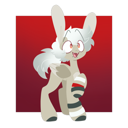 Size: 2160x2160 | Tagged: safe, artist:glowfangs, oc, oc only, oc:leech, pegasus, pony, :d, bracelet, fangs, gradient background, high res, jewelry, lineless, open mouth, open smile, piercing, smiling, snake bites, solo