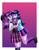 Size: 1800x2300 | Tagged: safe, artist:zachc, sci-twi, twilight sparkle, equestria girls, g4, blushing, clothes, colored, crystal prep academy uniform, duo, duo female, female, gradient background, hug, lesbian, looking at each other, one eye closed, open mouth, school uniform, self paradox, ship:sci-twitwi, ship:twitwi, shipping, smiling, twilight sparkle (alicorn), twolight