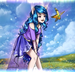 Size: 1125x1080 | Tagged: safe, artist:mira.veike, izzy moonbow, butterfly, human, g5, clothes, female, humanized, pony ears, solo