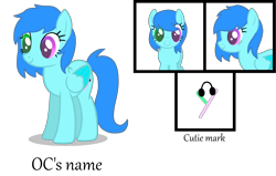 Size: 3322x2112 | Tagged: safe, oc, oc only, oc:cloud west, pegasus, pony, blue mane, colored pupils, folded wings, front view, heterochromia, high res, pegasus oc, reference sheet, side view, simple background, smiling, solo, standing, three quarter view, transparent background, wings