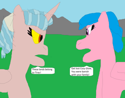Size: 8080x6344 | Tagged: safe, artist:willtheraven1, cozy glow, firefly, alicorn, pegasus, pony, g1, g4, my little pony 'n friends, 1000 hours in ms paint, angry, g4 to g1, generation leap, grammar error, implied lord tirek, implied megan, misspelling, outsiders, vengeful