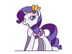 Size: 1800x1350 | Tagged: safe, artist:flutterluv, rarity, pony, unicorn, g4, blue eyes, fake wings, folded wings, horn, looking at you, one eye closed, simple background, smiling, smiling at you, solo, standing, transparent background, wings, wink, winking at you
