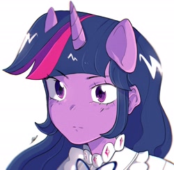 Size: 2048x2005 | Tagged: safe, artist:haichiroo, twilight sparkle, unicorn, anthro, g4, bust, high res, portrait, simple background, solo, white background