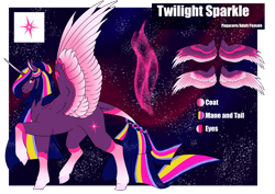 Size: 1920x1358 | Tagged: safe, artist:oneiria-fylakas, twilight sparkle, alicorn, pony, g4, alternate design, reference sheet, solo, twilight sparkle (alicorn)