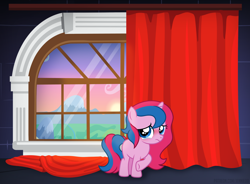 Size: 1200x883 | Tagged: safe, artist:jennieoo, oc, oc only, oc:star sparkle, pony, unicorn, crying, curtains, female, filly, foal, guilty, sad, show accurate, solo, vector, window