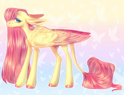 Size: 1280x982 | Tagged: safe, artist:sadelinav, fluttershy, hybrid, mule, pegasus, pony, g4, leonine tail, solo, species swap, two toned wings, wings