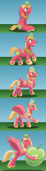 Size: 1850x6800 | Tagged: safe, artist:bladedragoon7575, big macintosh, alicorn, earth pony, inflatable pony, pony, pooltoy pony, g4, air nozzle, alicornified, apple, bigmacicorn, comic, commission, crown, emanata, female, food, grin, gritted teeth, happy, high res, hoof shoes, horse collar, hug, inflatable, inflatable toy, jewelry, looking at you, macareina, magic, male, male to female, mare, necklace, one eye closed, open mouth, peytral, pool toy, princess big mac, princess macareina, race swap, regalia, rule 63, smiling, smiling at you, solo, spread wings, stallion, tiara, transformation, transformation sequence, transgender transformation, wavy mouth, wings, wink, winking at you