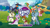 Size: 1920x1080 | Tagged: safe, gameloft, screencap, ahuizotl, chancellor puddinghead, clover the clever, commander hurricane, princess platinum, private pansy, queen parabola, smart cookie, alicorn, earth pony, pegasus, pony, unicorn, zebra, zebra alicorn, g4, female, loading, male, mare, my little pony logo, stallion