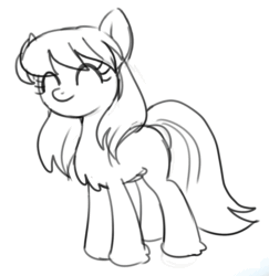 Size: 1165x1200 | Tagged: safe, artist:anonymous, oc, oc only, oc:frosty flakes, pony, yakutian horse, animated, black and white, chest fluff, cute, daaaaaaaaaaaw, dancing, eyes closed, female, fluffy, grayscale, mare, monochrome, party soft, simple background, sketch, snow mare, white background