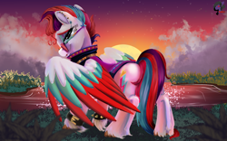 Size: 1920x1200 | Tagged: safe, artist:brainiac, zipp storm, pegasus, pony, g5, clothes, colored wings, digital painting, eyeshadow, female, glasses, link in description, makeup, mare, multicolored wings, piercing, solo, tiktok, time-lapse included, unshorn fetlocks, wings