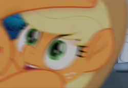 Size: 891x617 | Tagged: safe, edit, screencap, applejack, earth pony, pony, g4, my little pony: the movie, applejack's hat, cowboy hat, cropped, female, hat, mare, motion blur, rolling, shocked, shocked expression, solo
