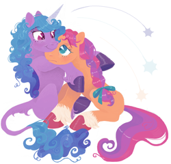 Size: 2788x2682 | Tagged: safe, artist:universalheart, izzy moonbow, sunny starscout, earth pony, pony, unicorn, g5, female, high res, lesbian, mare, ship:moonscout, shipping