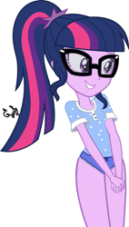 Size: 581x1024 | Tagged: safe, artist:flutteryaylove, sci-twi, twilight sparkle, human, equestria girls, g4, adorasexy, beautiful, blue underwear, clothes, cute, female, legs together, panties, sexy, simple background, solo, underwear, white background