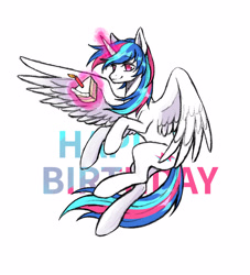Size: 3021x3323 | Tagged: safe, oc, oc only, oc:lucent starscape, oc:星夜流光, alicorn, pony, alicorn oc, birthday, cake, candle, food, high res, horn, solo, wings