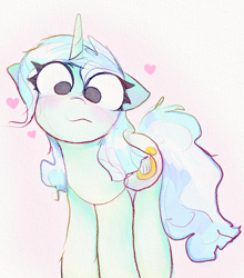 Size: 3163x3602 | Tagged: safe, artist:papersurgery, lyra heartstrings, pony, unicorn, g4, blushing, cute, female, floppy ears, heart, high res, looking at you, lyrabetes, mare, solo