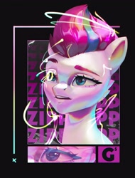 Size: 1559x2048 | Tagged: safe, artist:annna markarova, zipp storm, pegasus, pony, g5, bust, cute, female, looking away, mare, name, open mouth, portrait, poster, solo, three quarter view, zoom layer