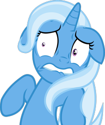 Size: 2529x3000 | Tagged: safe, artist:frownfactory, trixie, pony, unicorn, g4, to where and back again, bipedal, do not want, ears back, faic, female, frown, high res, horn, lip bite, mare, scared, shrunken pupils, simple background, solo, transparent background, vector, wide eyes