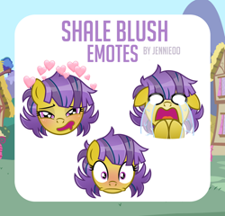 Size: 1000x961 | Tagged: safe, artist:jennieoo, oc, oc only, oc:shale blush, earth pony, pony, crying, emote, emotes, in love, shocked, show accurate, simple background, solo, terrified, vector