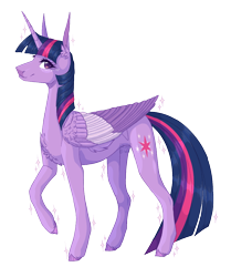 Size: 968x1159 | Tagged: safe, artist:luuny-luna, twilight sparkle, alicorn, pony, g4, colored wings, long ears, multicolored wings, simple background, solo, transparent background, twilight sparkle (alicorn), wings