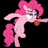 Size: 200x200 | Tagged: safe, artist:scootaloormayfly, pinkie pie, earth pony, pony, bridle gossip, g4, bipedal, black background, blue eyes, dancing, large tongue, pink fur, pixel art, poison joke, poofy mane, simple background, solo, spitty pie, tongue out