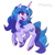 Size: 1323x1323 | Tagged: safe, artist:fraumflug, izzy moonbow, pony, unicorn, g5, my little pony: a new generation, eye clipping through hair, eyebrows, eyebrows visible through hair, female, heart eyes, horn, looking back, mare, open mouth, open smile, signature, simple background, smiling, solo, white background, wingding eyes