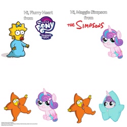 Size: 1429x1429 | Tagged: safe, princess flurry heart, pony, g4, baby, baby pony, crossover, cute, flurrybetes, hello yoshi from super mario, maggie simpson, male, meme, my little pony logo, simple background, simpsons did it, star flurry heart, the simpsons, white background