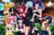 Size: 3500x2289 | Tagged: safe, alternate version, artist:mauroz, applejack, fluttershy, pinkie pie, rainbow dash, rarity, spike, twilight sparkle, human, g4, anime, armpits, bare shoulders, blushing, breasts, cake, cleavage, elegant, fireworks, food, gritted teeth, happy new year 2022, hat, high res, humanized, jewelry, mane seven, mane six, necklace, one eye closed, open mouth, party hat, party horn, peace sign, redraw, sleeveless