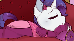 Size: 1280x720 | Tagged: safe, artist:urbanqhoul, rarity, pony, unicorn, g4, clothes, cute, dress, fainting couch, female, mare, pinkie tales, rapunzel, raribetes, raripunzel, solo