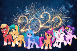 Size: 1254x836 | Tagged: safe, artist:orin331, edit, hitch trailblazer, izzy moonbow, pipp petals, sprout cloverleaf, sunny starscout, zipp storm, earth pony, pegasus, pony, unicorn, g5, my little pony: a new generation, dreamworks face, female, happy new year, happy new year 2022, holiday, male, mane five, mare, sprout joins the mane five, stallion, vector