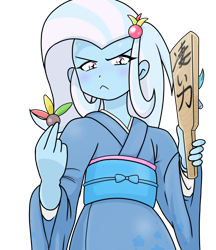 Size: 640x740 | Tagged: safe, alternate version, artist:batipin, part of a set, trixie, equestria girls, g4, clothes, female, japanese, kimono (clothing), simple background, solo, transparent background