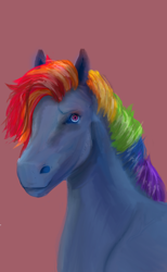 Size: 1220x1978 | Tagged: safe, artist:endlessvoid12, rainbow dash, pegasus, pony, g4, bust, female, hoers, realistic, simple background, solo