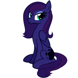 Size: 2000x2000 | Tagged: safe, artist:the smiling pony, oc, oc only, oc:lunnaya stasya, pegasus, pony, 2022 community collab, derpibooru community collaboration, .svg available, eyeshadow, female, folded wings, freckles, full body, high res, looking at you, makeup, mare, not luna, pegasus oc, show accurate, simple background, sitting, smiling, solo, svg, tail, transparent background, two toned mane, two toned tail, vector, wings