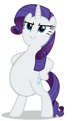 Size: 1023x1635 | Tagged: safe, artist:jhayarr23, artist:mlpfan3991, edit, vector edit, rarity, pony, unicorn, fake it 'til you make it, g4, belly, big belly, bipedal, female, simple background, smiling, smirk, solo, stuffed belly, transparent background, vector