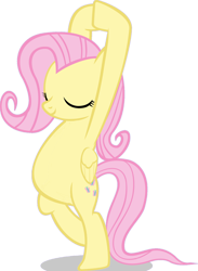 Size: 1090x1490 | Tagged: safe, artist:ironm17, artist:mlpfan3991, edit, vector edit, fluttershy, pegasus, pony, g4, on your marks, belly, big belly, bipedal, eyes closed, female, simple background, solo, stuffed belly, transparent background, vector, yoga, yoga pose