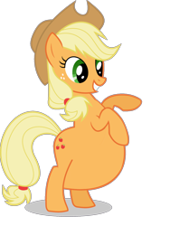 Size: 1090x1305 | Tagged: safe, artist:mlpfan3991, artist:patec, edit, vector edit, applejack, earth pony, pony, fall weather friends, g4, belly, big belly, bipedal, cowboy hat, female, hat, simple background, solo, stuffed belly, transparent background, vector