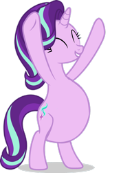 Size: 1280x1822 | Tagged: safe, artist:luckreza8, artist:mlpfan3991, edit, vector edit, starlight glimmer, pony, unicorn, g4, road to friendship, ^^, belly, big belly, bipedal, eyes closed, food baby, not pregnant, simple background, solo, stuffed belly, transparent background, vector