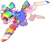 Size: 987x828 | Tagged: safe, artist:nazori, oc, oc only, earth pony, pony, bow, clothes, colored hooves, earth pony oc, multicolored hair, one eye closed, rainbow hair, simple background, smiling, solo, tail, tail bow, transparent background, wink