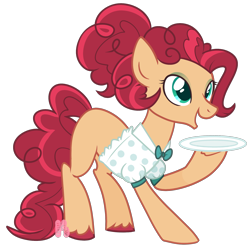 Size: 1910x1919 | Tagged: safe, artist:khimi-chan, oc, oc only, oc:party platter, earth pony, pony, earth pony oc, female, mare, offspring, parent:cheese sandwich, parent:pinkie pie, parents:cheesepie, plate, simple background, smiling, solo, transparent background, unshorn fetlocks