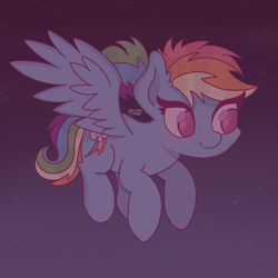 Size: 2048x2048 | Tagged: safe, artist:lynnpone, rainbow dash, pegasus, pony, g4, female, flying, high res, mare, no pupils, solo, stars, wings